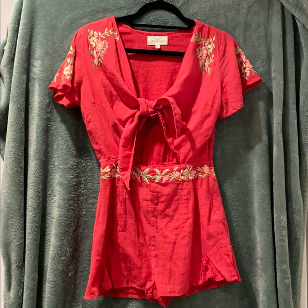Cute pink embroidered romper